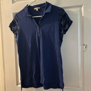 Burberry Navy Button-Down Polo Shirt